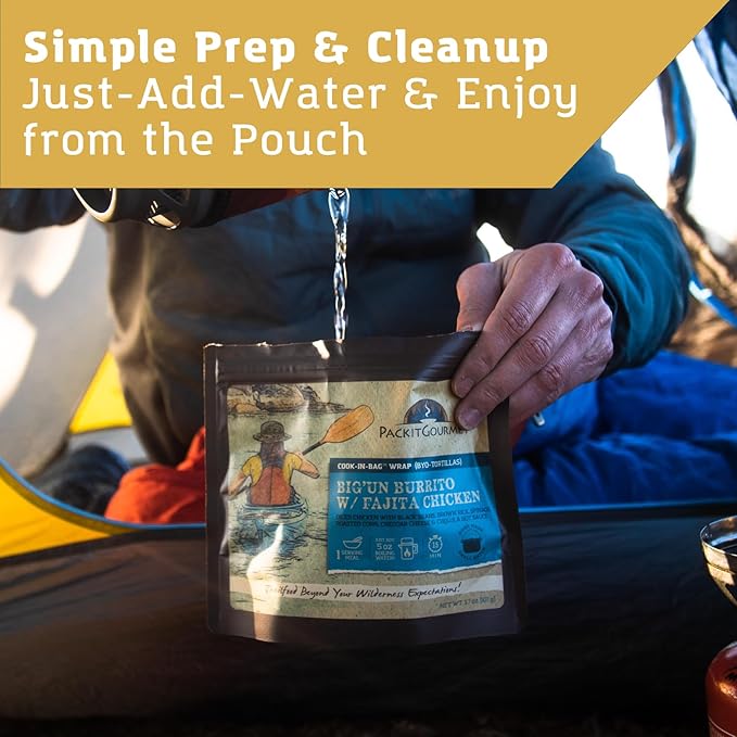 Packit Gourmet Big'un Burrito With Fajita Chicken| Premium Freeze Dried Backpacking & Camping Food | Large Portions | High Protein | Real Meat | Just Add Water Meal |All-Natural Ingredients | Made in USA |Freeze-Dried and Dehydrated Foods
