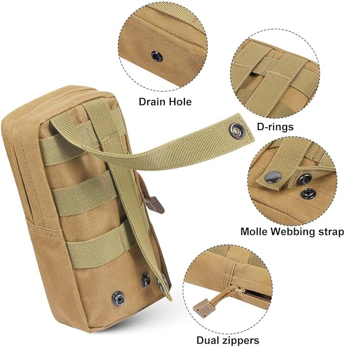 Gogoku 3 Pack Molle Pouch Combo Water Bottle Pouch Holder Tactical Molle Pouches Compact Utility Waist Bag Pack