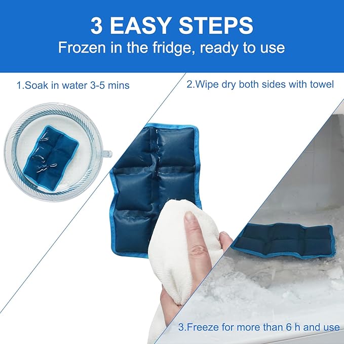 Reusable Ice Pack for Lunch Box and Cooler Bag, Reusable and Long-Lasting Cold Packs Flexible Slim Ice Packs, Freezer Packs for Shipping Food, Cooling Packs for Mailing, Lightweight & Space Saving