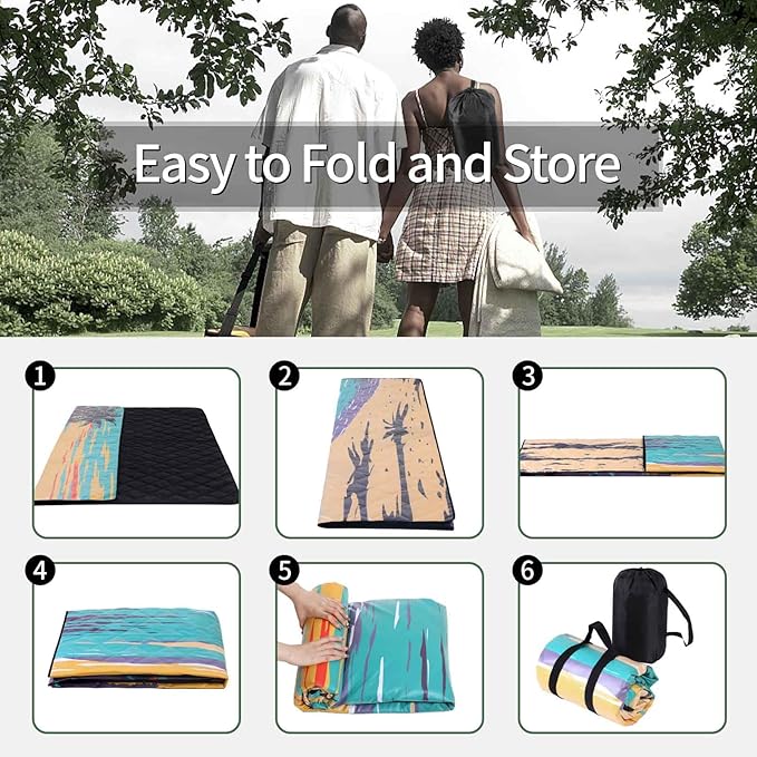 Picnic Blankets 60x80 Sand Repellent Water Resistant Padded Couples Beach Blankey Dogs Backseat Covers Campers Europe Travel Trailer Equipment Outdoorsy Birthday Gift for Girlfriend Teen Kids