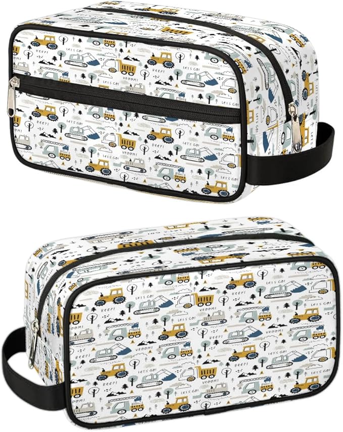 Excavator Car Hanging Toiletry Bag,Travel Hygiene Kits for Boys Mens,Waterproof Makeup Carry-on Bags,Cosmetic Bag,TSA Approved Shave Dopp Kit for Toiletries Shower Bathroom Accessories Gifts