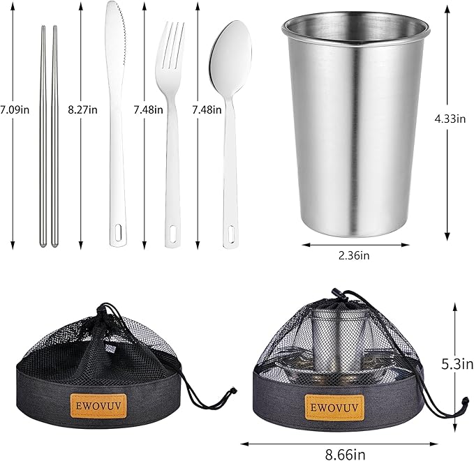 Camping Mess Kit - for Camping 1 to 2 Person boy Scout Camp Dishes Camping Cooking Utensils Accessories Plates Dinnerware Set Outdoor