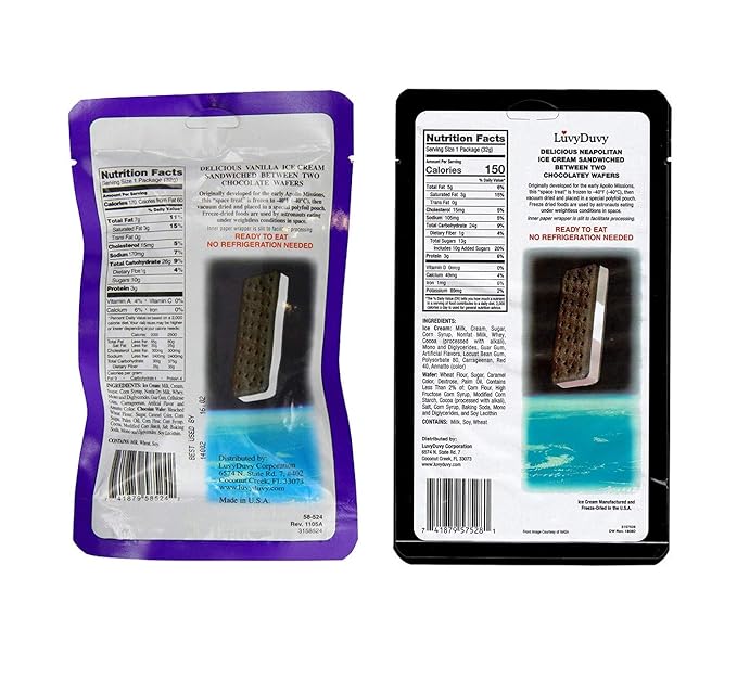 LuvyDuvy Freeze-Dried Ice Cream Bundle (2) of Neapolitan Sandwich (Strawberry-Vanilla-Chocolate) and (2) of Vanilla Sandwiches 4 Total