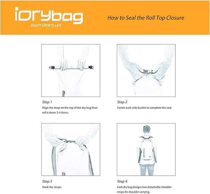 IDRYBAG Dry Bags for Kayaking Waterproof 2L/5L/10L/15L/20L, Small Dry Bag Waterproof Floating, Dry Sack Waterproof Bag for Paddleboarding Travel