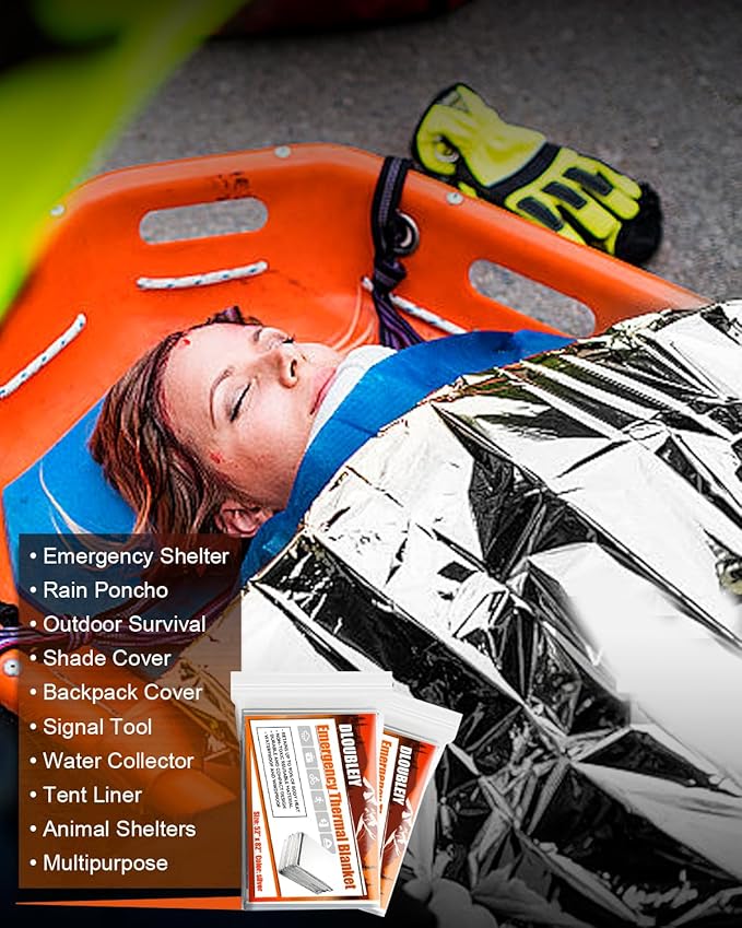 Emergency Thermal Blanket 10-Pack – Reusable Mylar Space Blanket for Camping, Car Survival Kit, Waterproof Outdoor Gear, Heavy-Duty Emergency Heat Retention