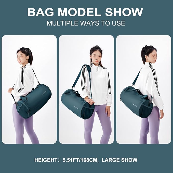 Gym Bag for Women and Men With Wet & Shoe Compartment - Small Duffle for Travel, Sport, Workout, Overnight Weekender - Carry-on Tote - Peacock Blue