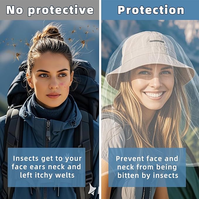 Oversized Mosquito Net 42 x 25 Inches Ultra Large Mosquito Head Net Face Neck Fly Mesh Netting Fits All Hats for Outdoor Camping Hiking Fishing Gardening Safari (White)