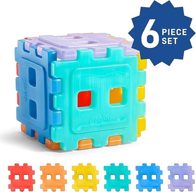 Cool Coolers by Fit & Fresh Kids Puzzle Shaped Lunch Box Ice Packs, Back to School Essential, Reusable Freeze Blocks for Insulated Bags and Cooler, Multicolored, 6PK