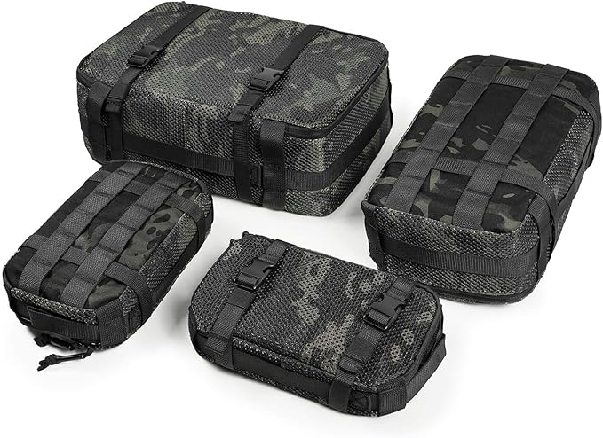 4 Set Tactical Packing Cubes ,Compressible Mesh Duffle Storage Bag,Portable Edc Molle Pouch Organizer.