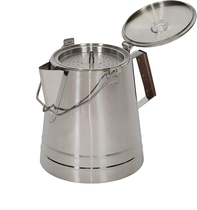Stansport Stainless Steel Percolator Coffee Pot 28 Cups (276-28), Silver