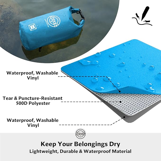 STOVER 5/10/25/30/40/55L Waterproof Dry Bag, Small Lightweight Roll Top Dry Bag Backpack w/Waterproof Phone Case, Kayaking, Travel, Hiking, Fishing, Tubing, Camping, the Beach, Men/Women (Blue)