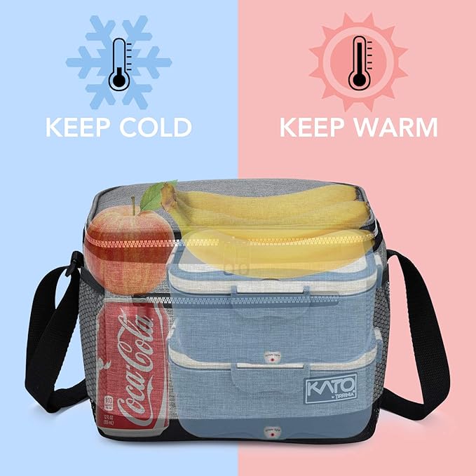 Tirrinia Insulated Lunch Box for Men/Women, Leakproof Thermal Lunch Bag for Office Picnic Work Beach Camping,Reusable Lunch Cooler Tote for Adult, Light Grey