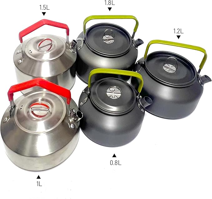 0.8L Camping Kettle, Hard-Anodized Aluminum Portable Campfire Kettle for Open Fire, Outdoor Camp Tea Coffee Pot for Stove Top, Backpacking, Hiking, Picnic and Traveling