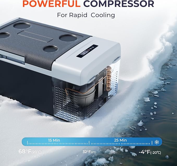 12 Volt Refrigerator Portable Fridge - 16Quart(15L) Electric Cooler Compressor fridge -4℉~68℉, 12/24V DC & 100-240V AC Car Refrigerator for Camping, RV, Fashing, Travel, Home
