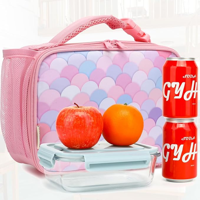 Insulated Lunch Box for School, Thermal Reusable Durable Freezable Lunch Bags for Kids Boys Girls Men Women - Small Soft Cooler Portable Lunch Tote Kit for Work Picnic Travel,Colorful