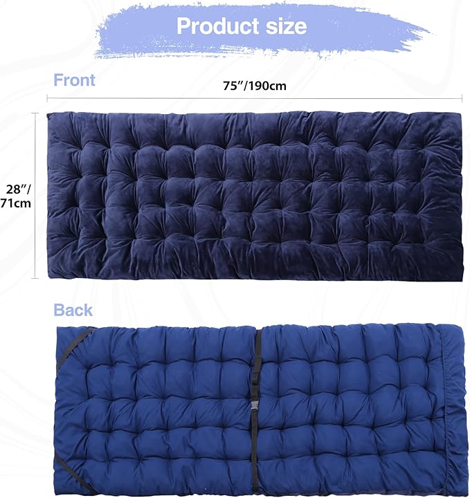 RedSwing XL Cot Mattress Pad, Cot Pads for Camping, 1.5''/3.2'' Thick Cotton Camping Cot Mattress Pads, Soft and Comfortable, Blue/Grey