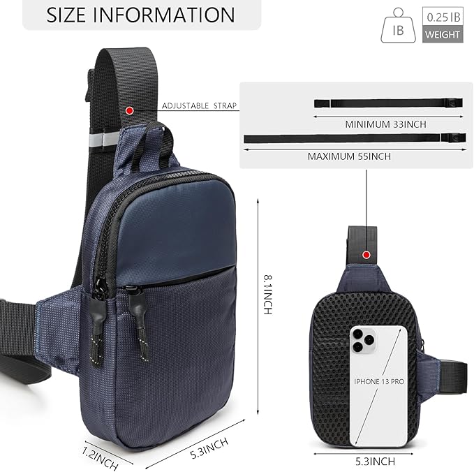 Mini Sling Bag for Men Women, Waterproof Utility Crossbody Backpack Chest Bag for Hiking Travel Sports Running