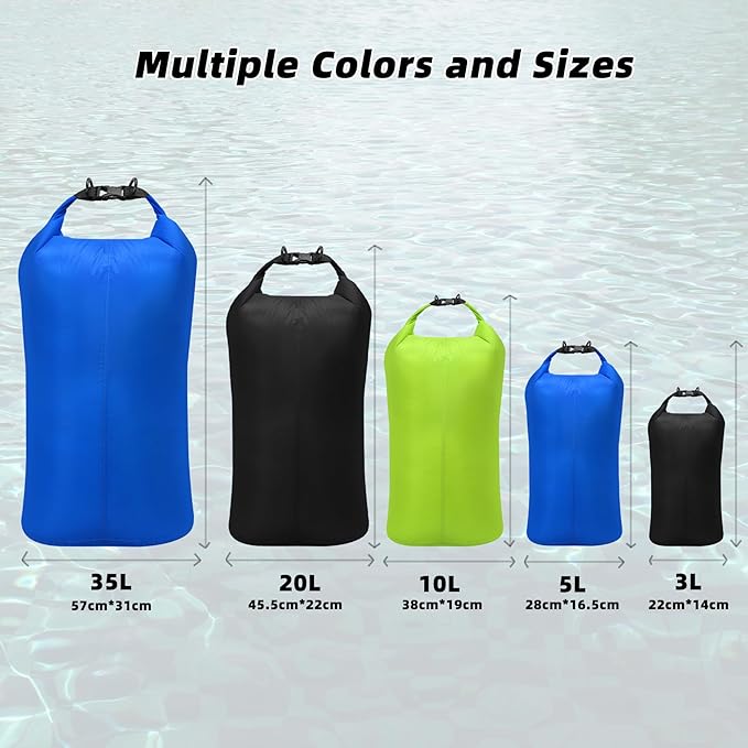 Desoto Waterproof Dry Bag - Roll Top Waterproof Backpack Sack Keeps Gear Dry, PU5000mm, for Kayaking,Boating, Hiking, Camping (Blue, 10L)