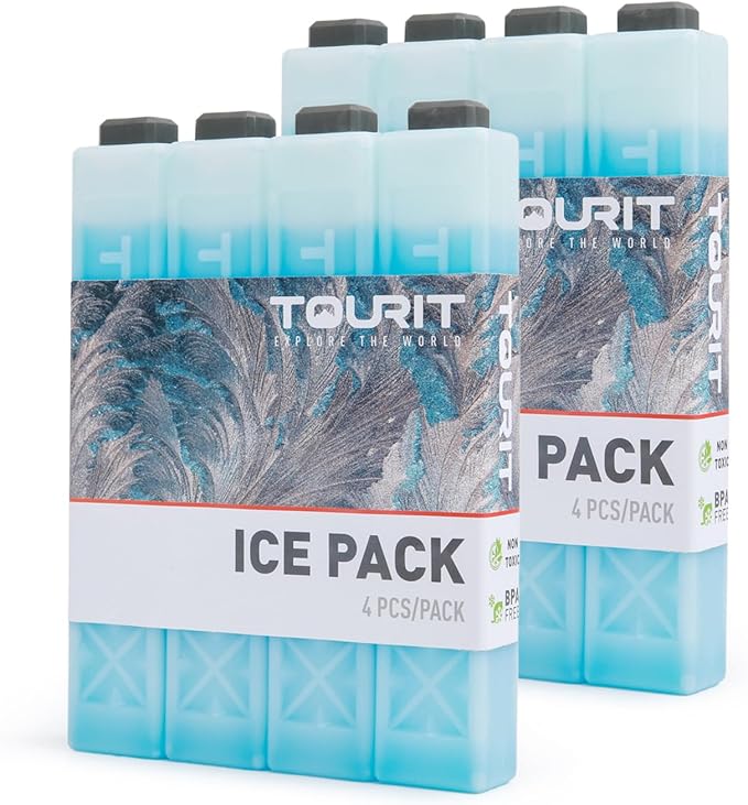 TOURIT Ice Packs for Coolers Reusable Long Lasting Freezer Packs for Lunch Bags/Boxes, Cooler Backpack