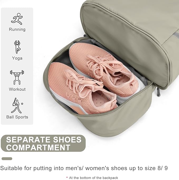 coofay Small Gym Backpack For Women Waterproof Backpack With Shoe Compartment Lightweight Travel Backpack Workout Sports Backpack Small Gym Bag