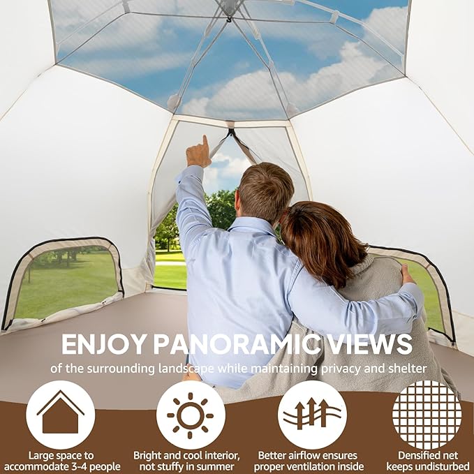 Chihee Camping Tents Pop-Up Stand-up Tent, Family Cabin Tent with Awning Porch 3-Person Outdoor Shelter with Screen Room Large Capacity, Waterproof and Windproof, Easy Setup,Traveling Hiking Picnic