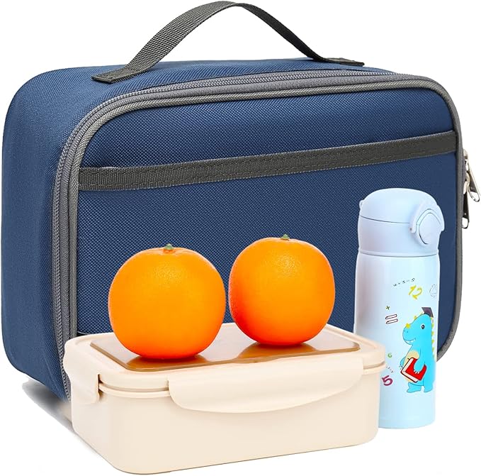 FlowFly Kids Lunch box Insulated Soft Bag Mini Cooler Back to School Thermal Meal Tote Kit for Girls, Boys,Cyan