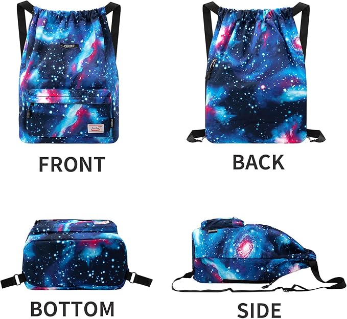 Peicees Waterproof Drawstring Sport Bag Lightweight Sackpack Backpack for Men and Women