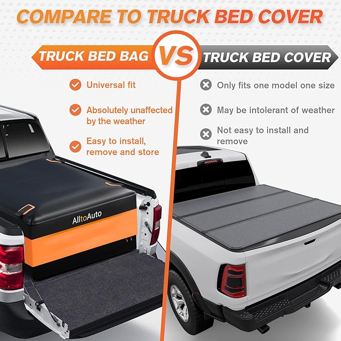 Truck Bed Cargo Bag Plus, 35 Cubic Feet (58''x48''x22''), 100% Waterproof 600D Heavy Duty, Fits Any Truck, Simple and Convenient for Installation