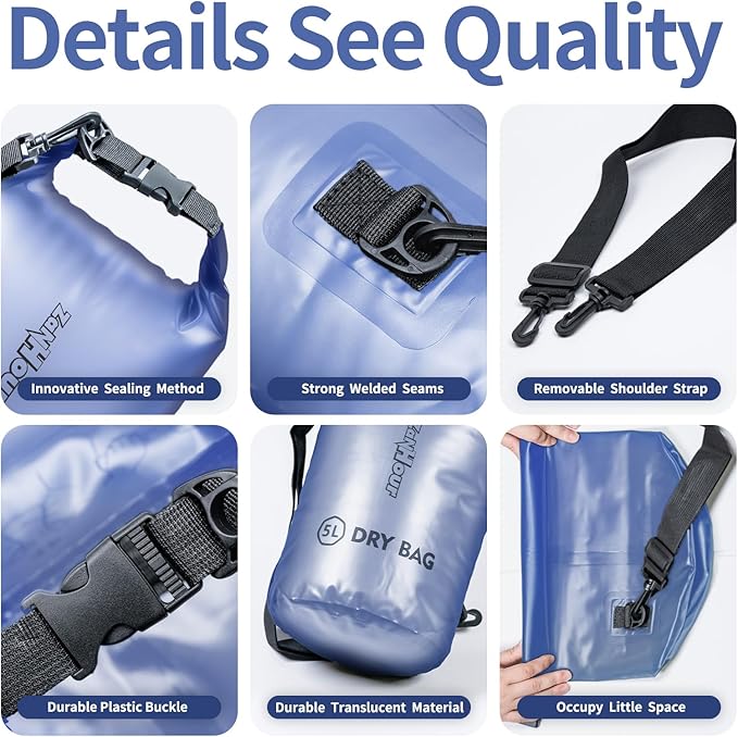 Waterproof Dry Bag - Roll Top Transparent Storage Bag,2L/5L/10L/20L,Suitable for Traveling, Swimming, Kayaking, Camping, Fishing, Rainy Day Trips