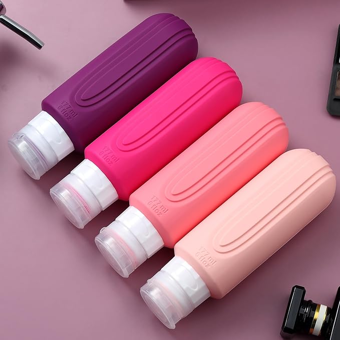 Travel Bottles for Toiletries, Large 6oz Oversize Containers, BPA Free Leak Proof Tubs Refillable Liquid Travel Accessories with Toiletry Bag for Cometic Shampoo and Lotion Soap (4 Pack)