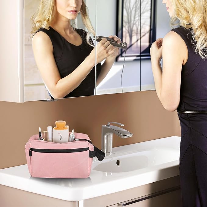 Travel Toiletry bag Toiletry bag for women men Hanging Cosmetic bag Travel accessories for Women Men (Pink)