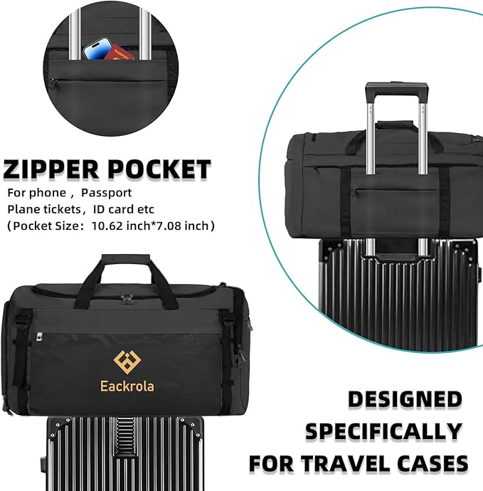 Eackrola Extra Large Sports Gym Bag, Travel Duffel bag with Wet Pocket & Shoes Compartment for men women, 85L, Lightweight (Gray)