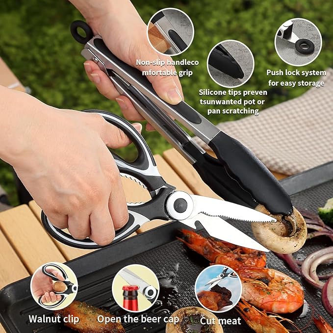 Kyraton Camping Cooking Set 15 Pack, Camping Cookware, Camping Supplies, Portable Camping Kitchen Utensil Set, Ldeal for Backpacking, Barbecuing, Camping and Hiking Trips.