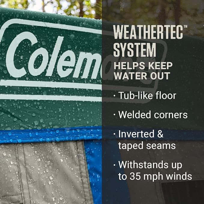 Coleman Skylodge 12-Person Camping Tent with Rainfly & Screened Porch, XL Weatherproof Family Tent Fits 4 Queen-Sized Airbeds, Color-Coded Poles & Sleeves