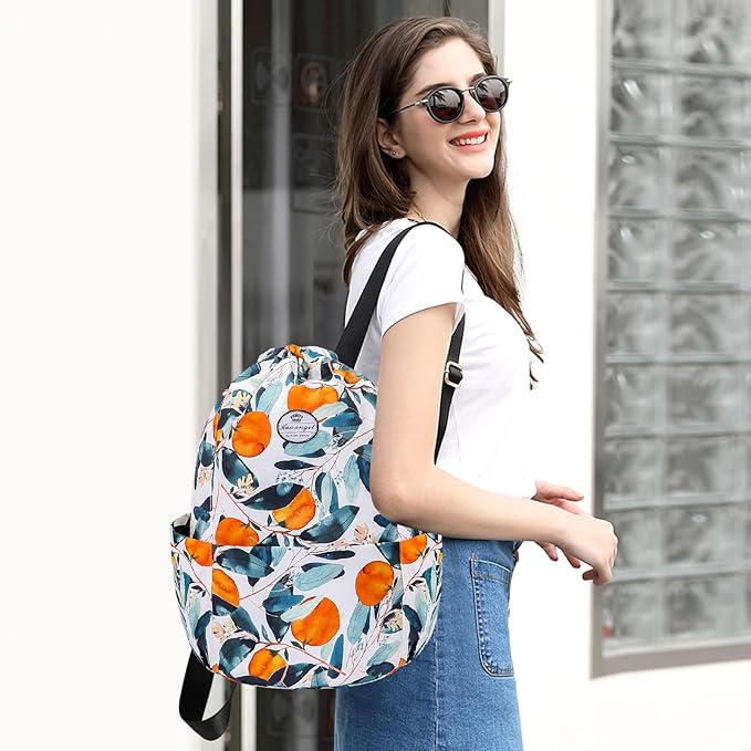 HUA ANGEL Floral Print Drawstring Bag - Lightweight Waterproof Cinch Sackpack with Side Pocket for Men & Women Travel Gym Bag