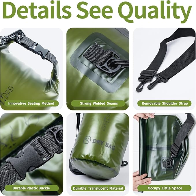 Waterproof Dry Bag - Roll Top Transparent Storage Bag,2L/5L/10L/20L,Suitable for Traveling, Swimming, Kayaking, Camping, Fishing, Rainy Day Trips