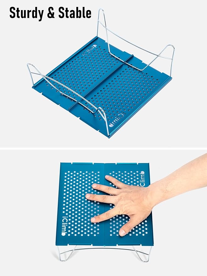iClimb Mini Solo Folding Table Ultralight Compact for Backpacking Camping Hiking Beach Picnic (Blue - Mini)