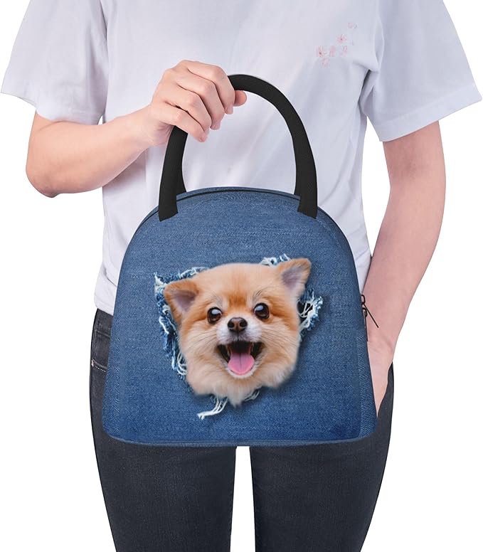 Cute Dog Lunch Bag Lunch Box for Women Men Boys Girls, Reusable Insulated Lunch Tote Bag, Leakproof Thermal Cooler Sack Food Handbags High Capacity for Work School Picnic Camping Gifts