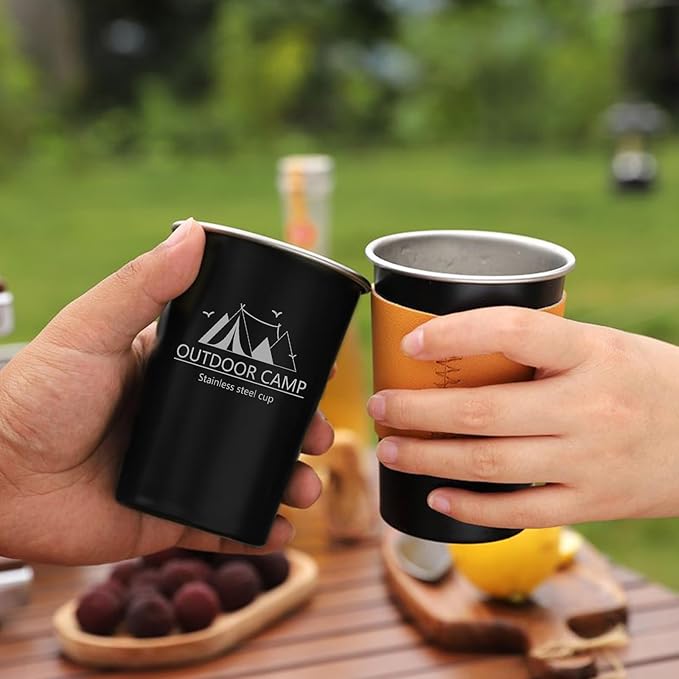 3PCS Camping Kettle Outdoor Campfire Camp Kettle Set with 2 Cups, 1L Stainless Steel camping tea kettle Coffee Pot, Portable Lightweight Teapot, Ideal for Hiking Picnic Travel, Black