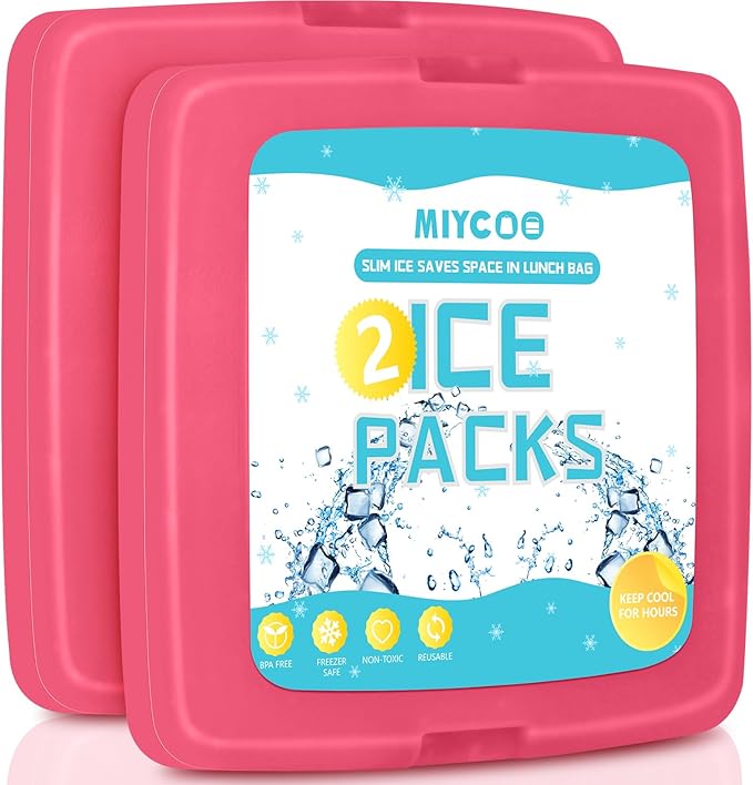 MIYCOO Ice Packs for Lunch Boxes & Lunch Bag - Quick Freeze Ice Pack Space Saving Freezer Packs - Reusable Slim Original Cool Pack - Cooler Accessories for Beach, Camping and Fishing