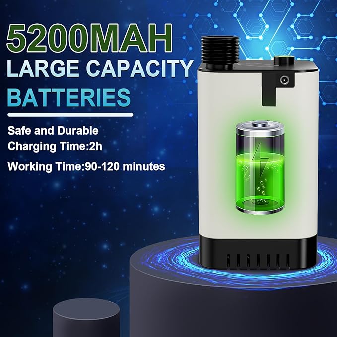 Portable Shower for Camping, Rechargeable Electric Camping Shower Pump with Battery Level Display, Multiple Spray Head with 3-Speed Mode & Pause Button for Outdoor Travel,Hiking, Easy to Store