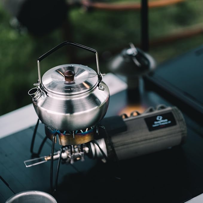 0.6L Camping Kettle, Portable Camp Tea Coffee Pot, Lightweight Stainless Steel Teapot, Fast Heating Boiling Water, for Outdoor Campfire Hiking Camping Picnic