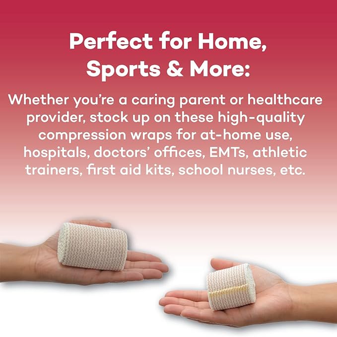 Dealmed 6" Elastic Bandage Wrap with Self-Closure – 50 Elastic Bandages, 5 Yards Stretched Compression Bandage Wrap, Wound Care Product for First Aid Kit and Medical Facilities