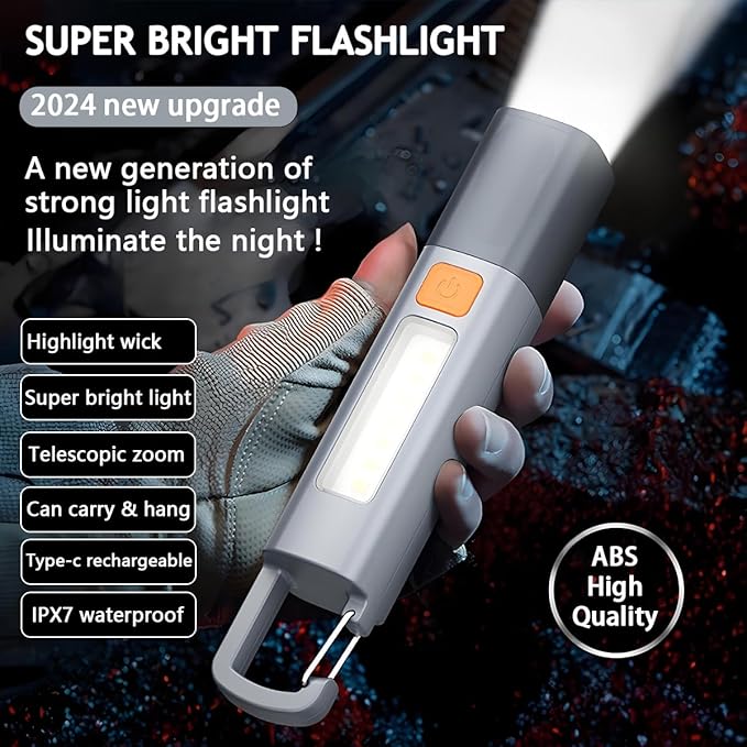 Rechargeable LED Flashlights High Lumens, 20,000 Lumens Super Bright Flashlight with USB Cable and Hook, 3 Modes, Waterproof Flash Light Handheld Powerful Flashlight for Home Camping - 2 Pack