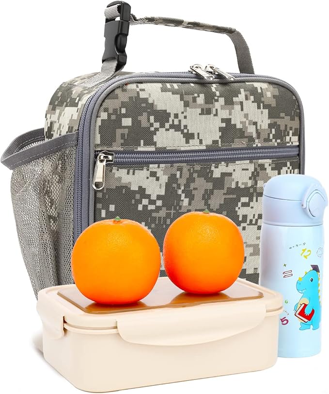 FlowFly Lunch box Insulated Soft Bag Mini Cooler Back to School Thermal Meal Tote Kit for Girls, Boys,DigitalCamo