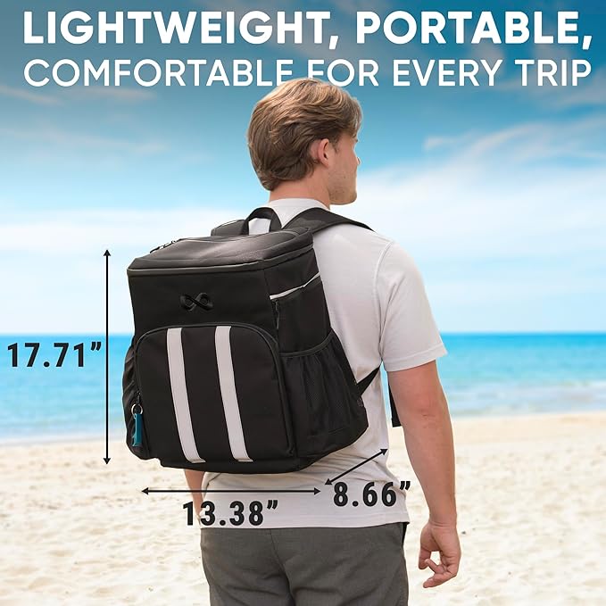 Everlasting Comfort Insulated Cooler Backpack - 54 Can, Leakproof Liner, Waterproof Zipper, Soft Backpack Cooler Bag for Men and Women - Beach, Picnic, Camping, Lunch