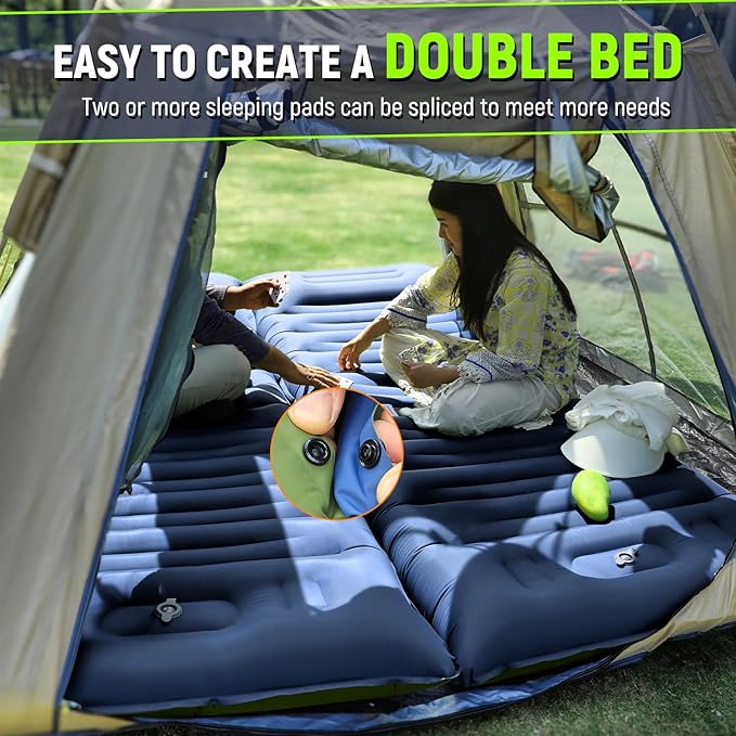 Sleeping Pad, Ultralight Inflatable Sleeping Pad for Camping with Pillow & Pump,Air Mattress Super Portable, Great for Camping Gear, Hiking, Side or Lounging Sleeper(Blue)
