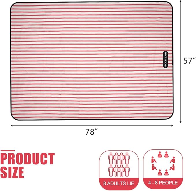 G GOOD GAIN Picnic Blankets Waterproof - Extra Large Outdoor Blanket Sand Free Foldable with Carry Strap for Beach, Camping, Park Grass, Hiking, Travel, Concerts, Indoor(Apple)