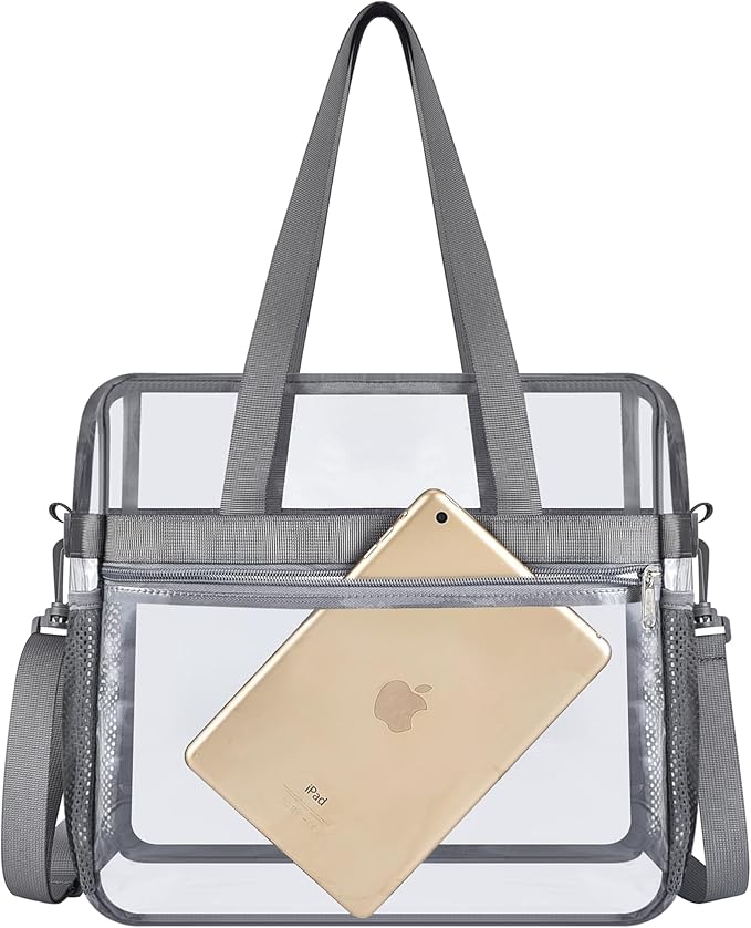 USPECLARE Clear Tote Stadium Approved, Security Travel & Gym Clear Bag for Work Sports Games Concerts