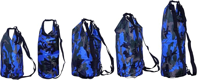 Waterproof Dry Bag Combo 5-30L Roll Top Dry Storage Bag Backpack for Kayaking Boating Beach Camping Travel Fishing, w/Phone Case & Collapsible Water Bottle & Sunglasses & Ear Band,Blue 20L